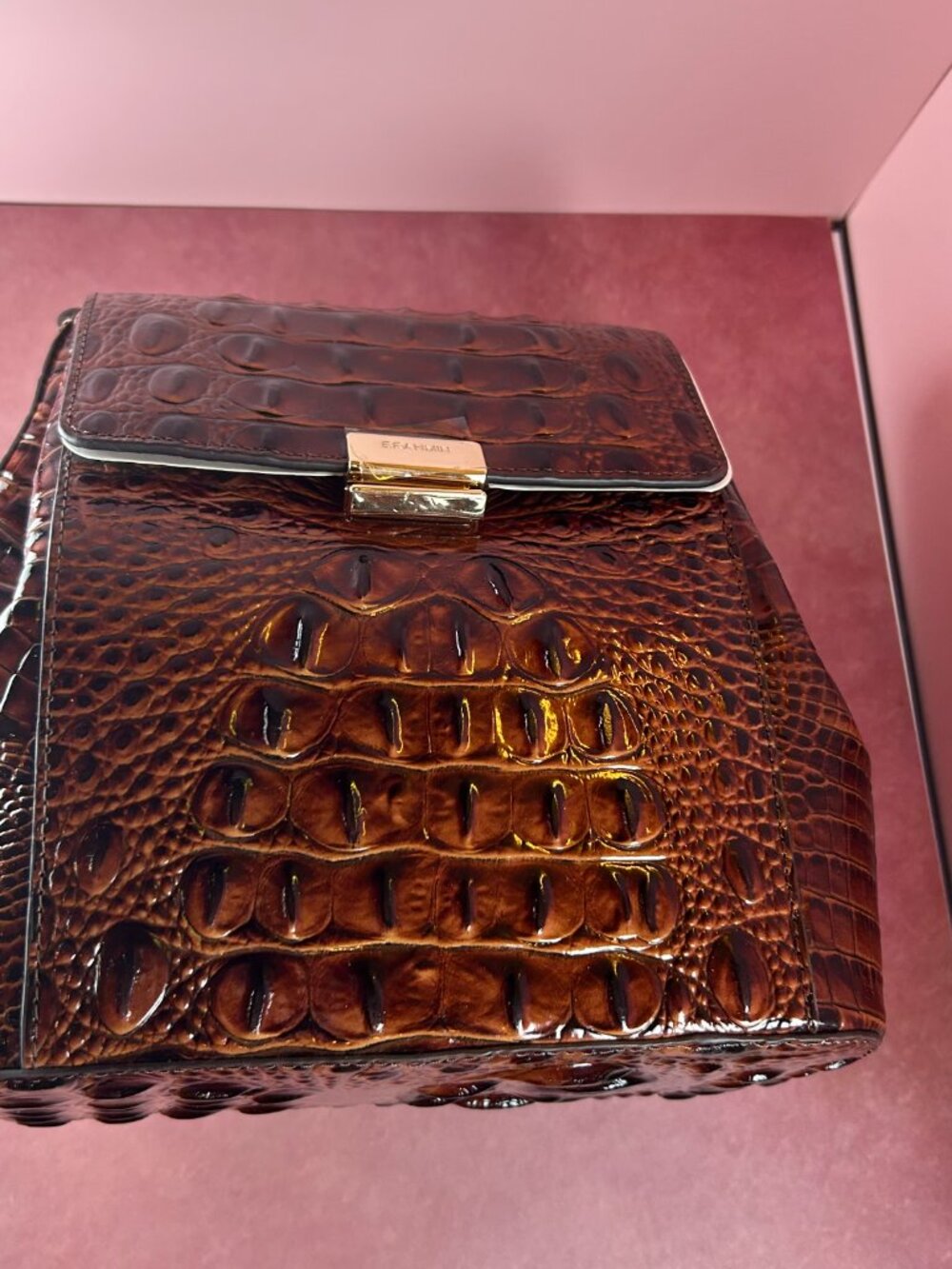 BRAHMIN MARGO CROCODILE-EMBOSSED CROSSBODY BAG - Picture 10 of 12